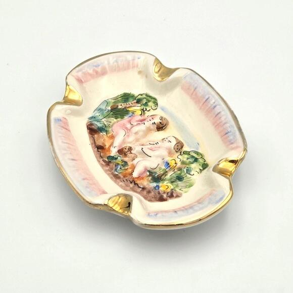 R Capodimonte Italy Cherubs Ashtray | Vintage Italian Porcelain Trinket Dish - Picture 6 of 9